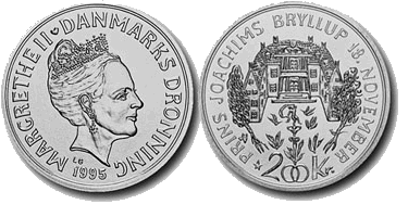 Erindringsmønt 200 kroner sølv - Prins Joachim og Alexandra Manleys bryllup
