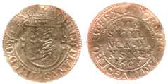 © Schou Web Coins 2002. Chr. IV 2 skilling 1603 (Holger Hede 79 A). Mønten ejes af Schou Web Coins og er købt af Kurt Guldborg Larsen den 03. februar 2002
