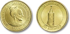 For- og bagside på temamønten med Gåsetårnet